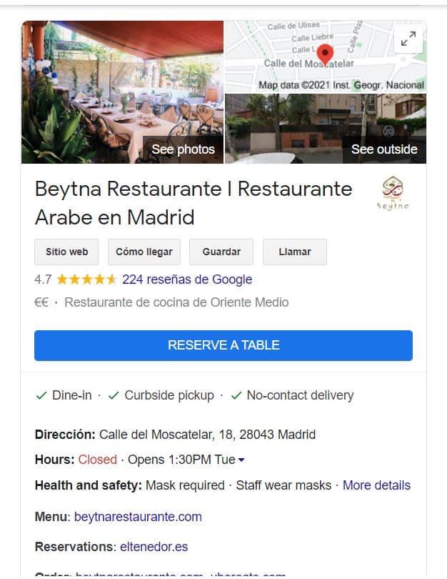 Actualizar ficha de Google My Business restaurantes