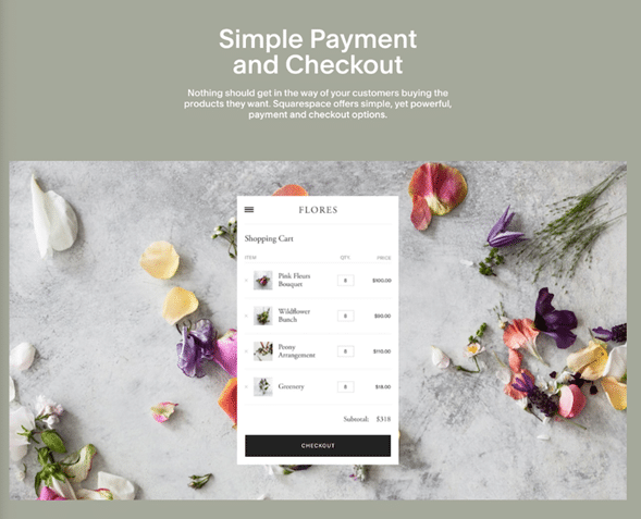 Ejemplo de pago Squarespace