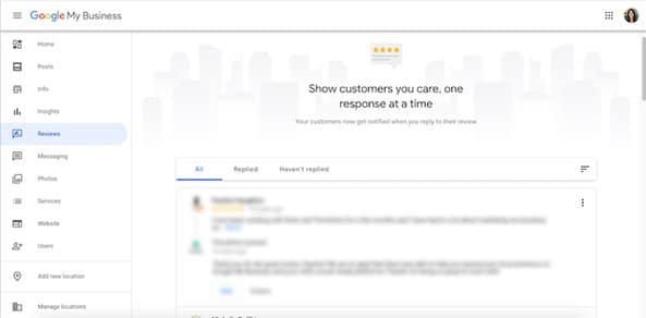 Panel de reseñas Google My Business